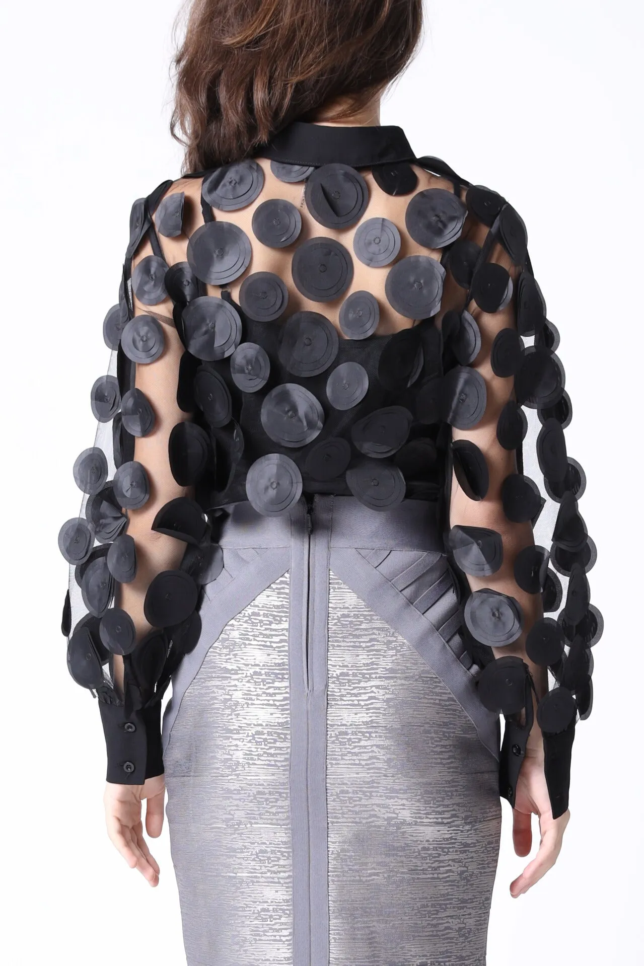 Polka Dot Mesh Blouse