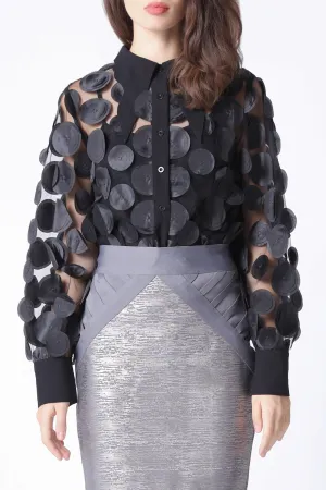 Polka Dot Mesh Blouse