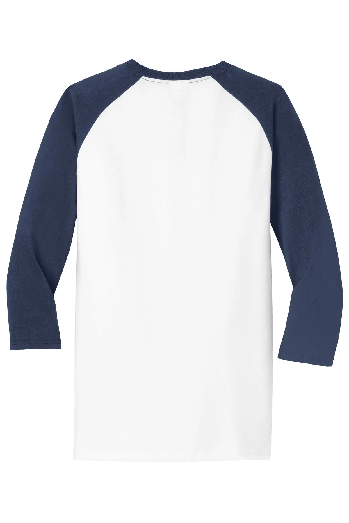 Port & Company Core Blend 3/4-Sleeve Raglan Tee. PC55RS White/ Navy
