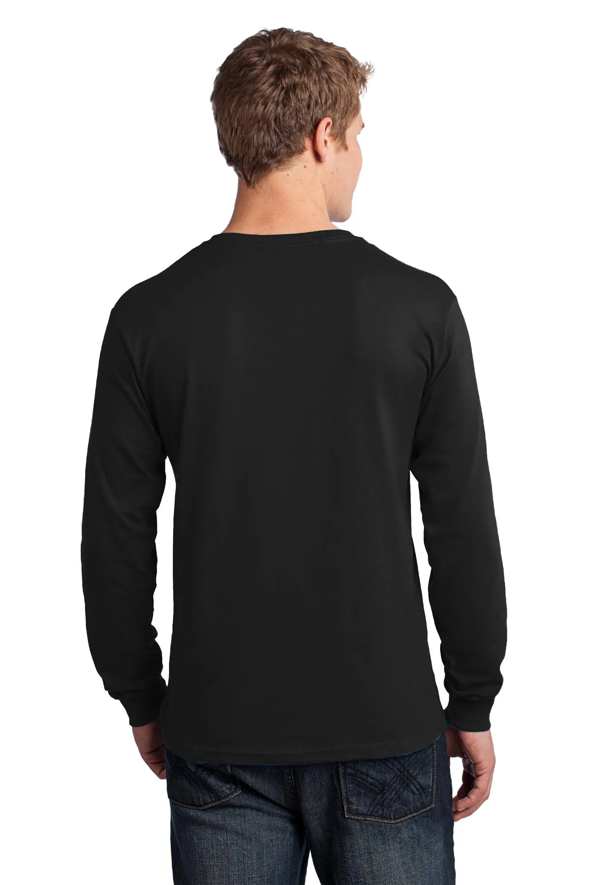 Port & Company Long Sleeve Core Cotton Tee. PC54LS Jet Black