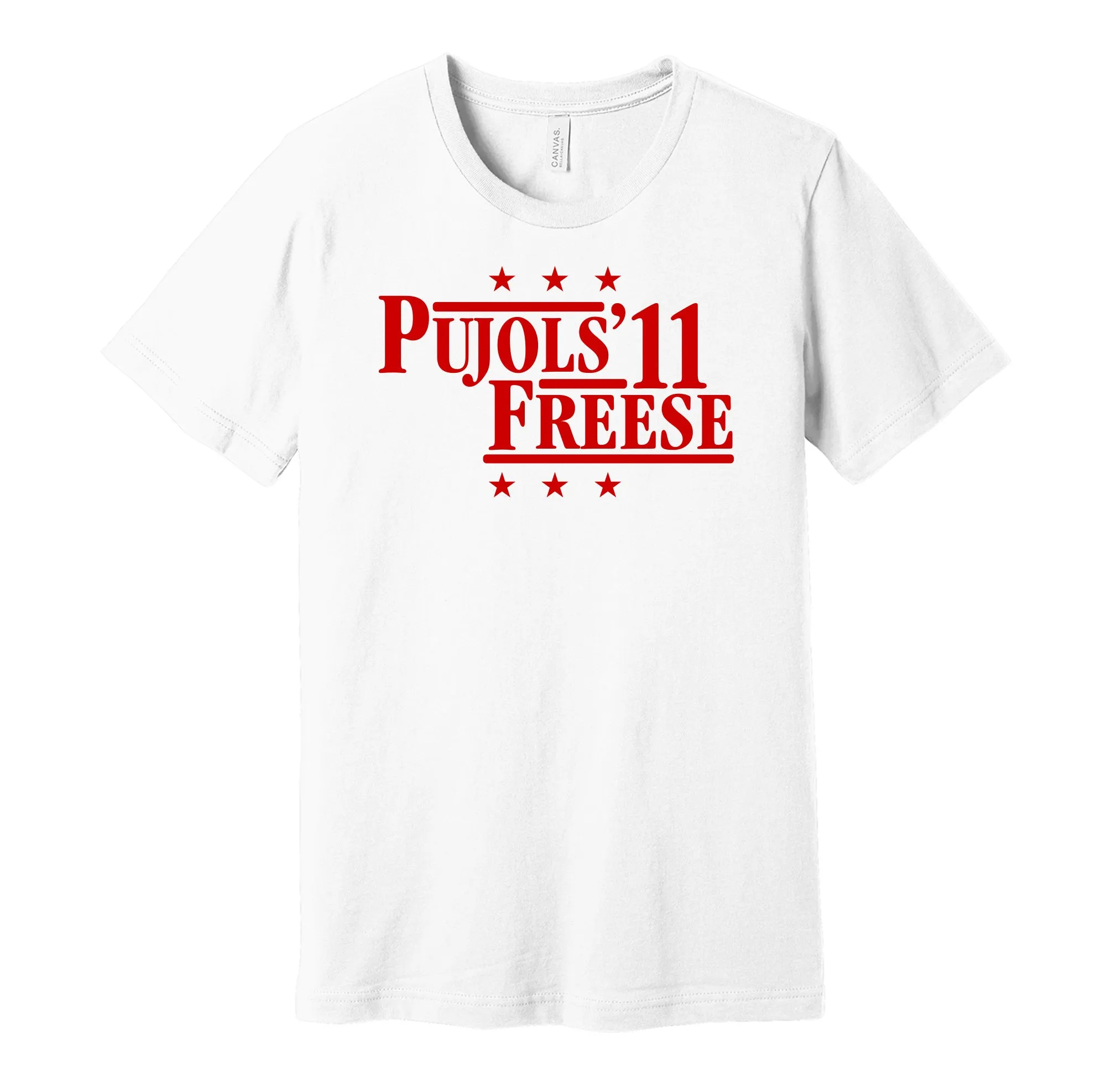 Pujols & Freese '11 - St. Louis Baseball Legends Political Campaign Parody T-Shirt - Hyper Than Hype Shirts