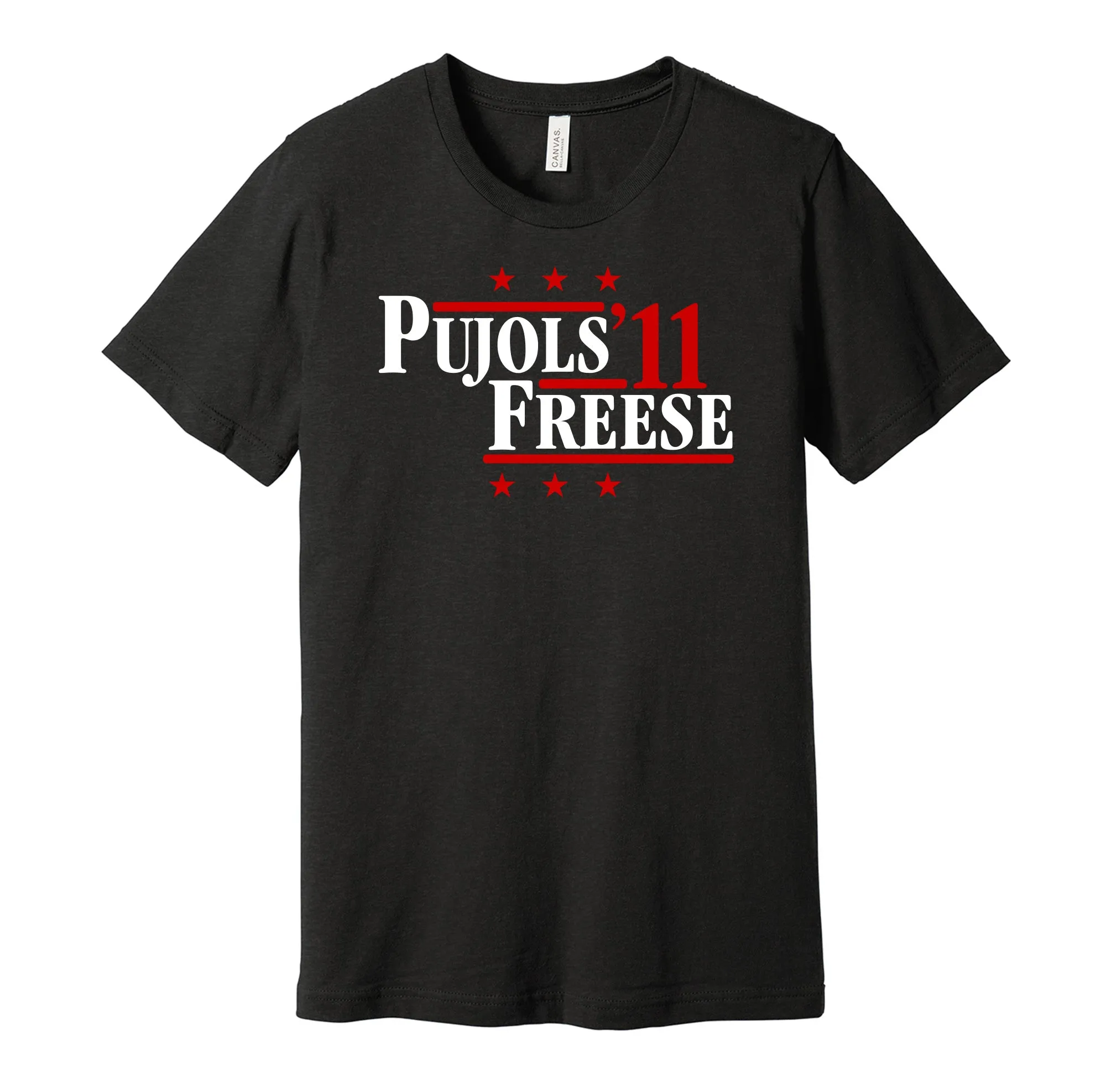 Pujols & Freese '11 - St. Louis Baseball Legends Political Campaign Parody T-Shirt - Hyper Than Hype Shirts