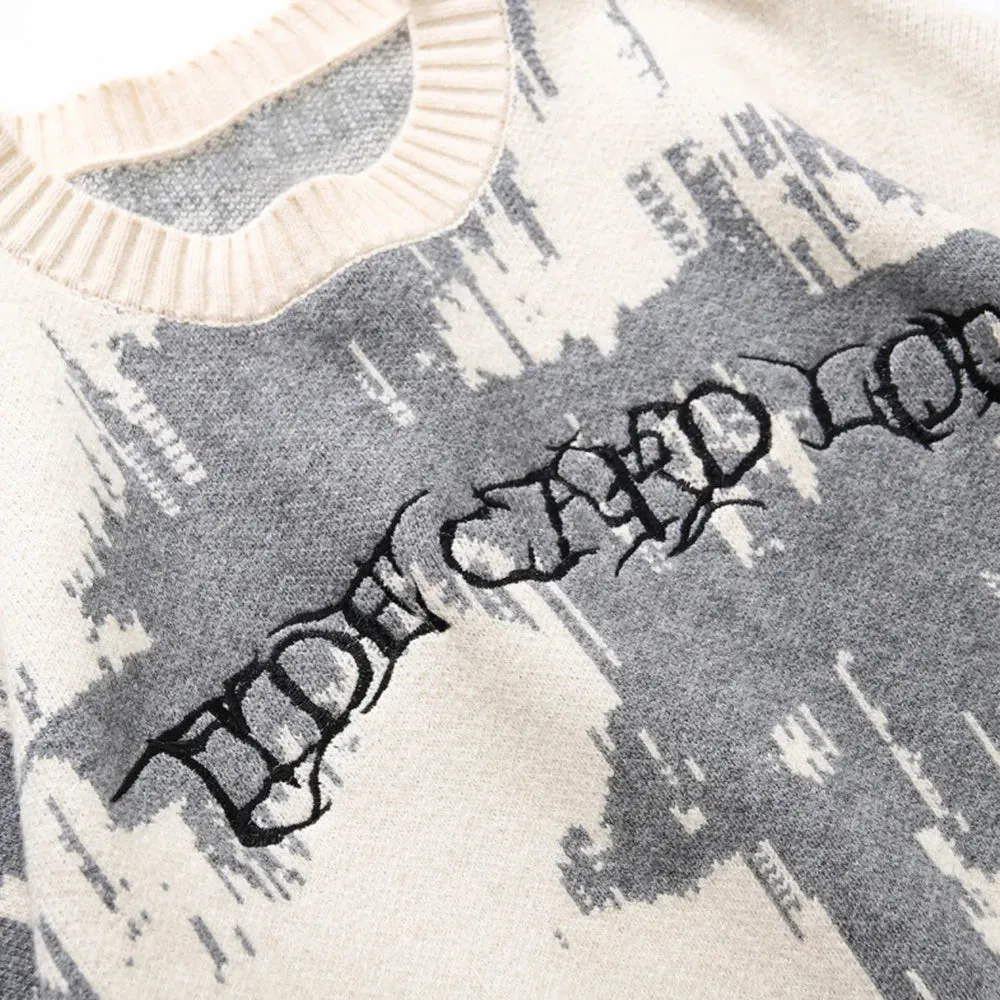 Punk Letter Knitted Diablo Sweater