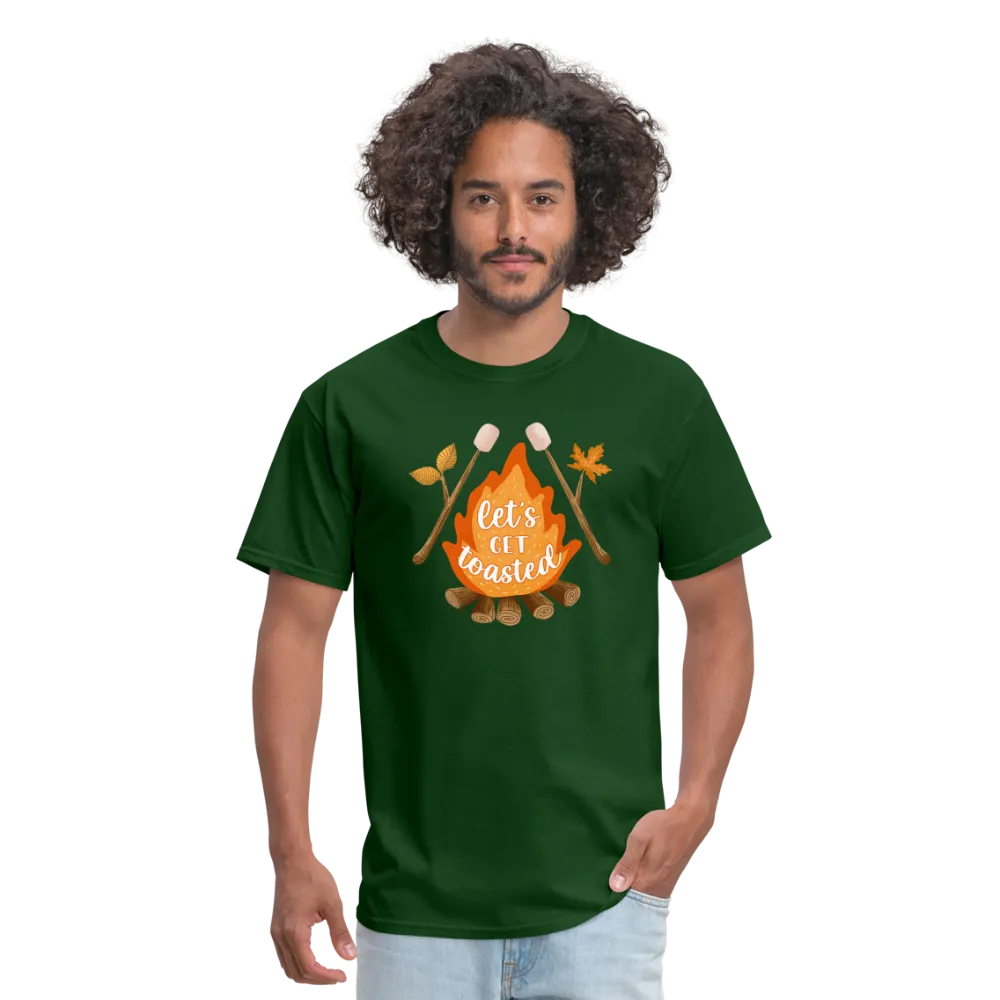 "S'moreLaughs: 'Let's Get Toasted' Tee Featuring Campfire and Marshmallow Fun"