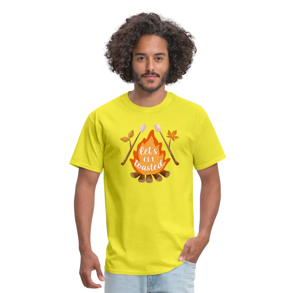 "S'moreLaughs: 'Let's Get Toasted' Tee Featuring Campfire and Marshmallow Fun"