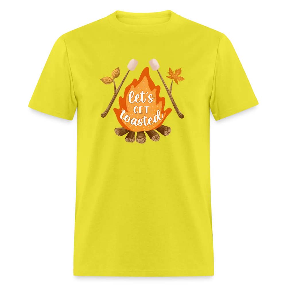 "S'moreLaughs: 'Let's Get Toasted' Tee Featuring Campfire and Marshmallow Fun"