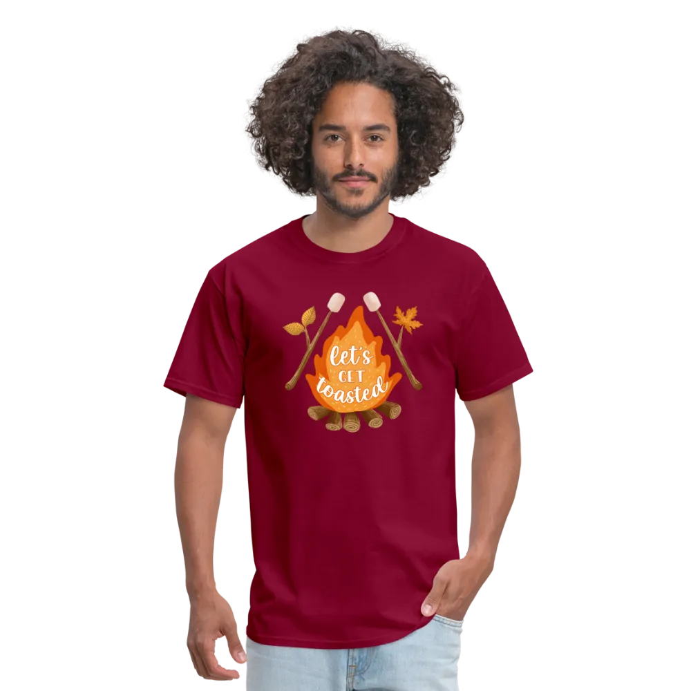 "S'moreLaughs: 'Let's Get Toasted' Tee Featuring Campfire and Marshmallow Fun"