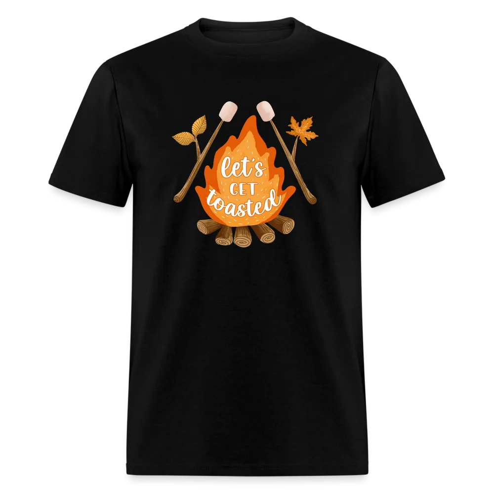 "S'moreLaughs: 'Let's Get Toasted' Tee Featuring Campfire and Marshmallow Fun"
