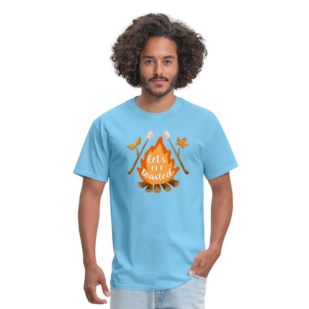 "S'moreLaughs: 'Let's Get Toasted' Tee Featuring Campfire and Marshmallow Fun"