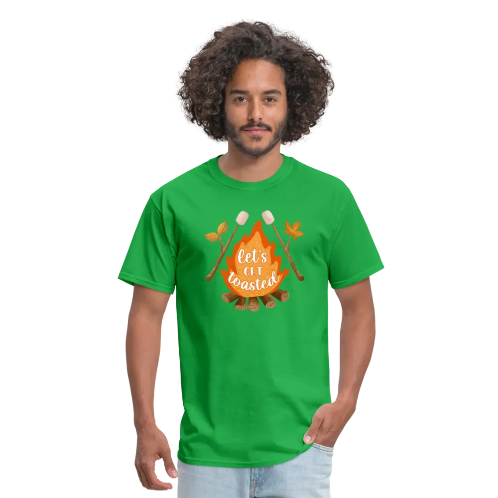 "S'moreLaughs: 'Let's Get Toasted' Tee Featuring Campfire and Marshmallow Fun"