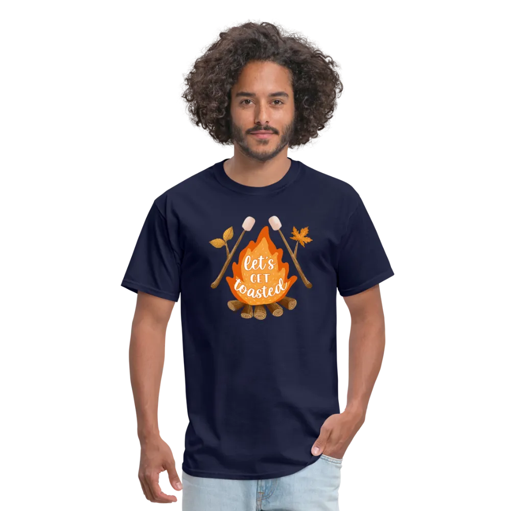 "S'moreLaughs: 'Let's Get Toasted' Tee Featuring Campfire and Marshmallow Fun"