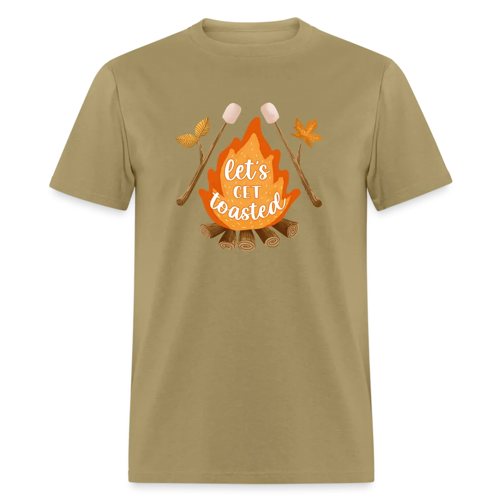 "S'moreLaughs: 'Let's Get Toasted' Tee Featuring Campfire and Marshmallow Fun"
