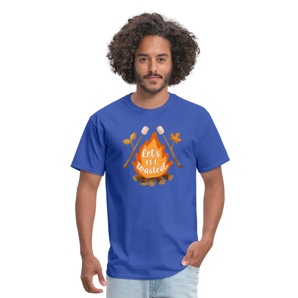 "S'moreLaughs: 'Let's Get Toasted' Tee Featuring Campfire and Marshmallow Fun"