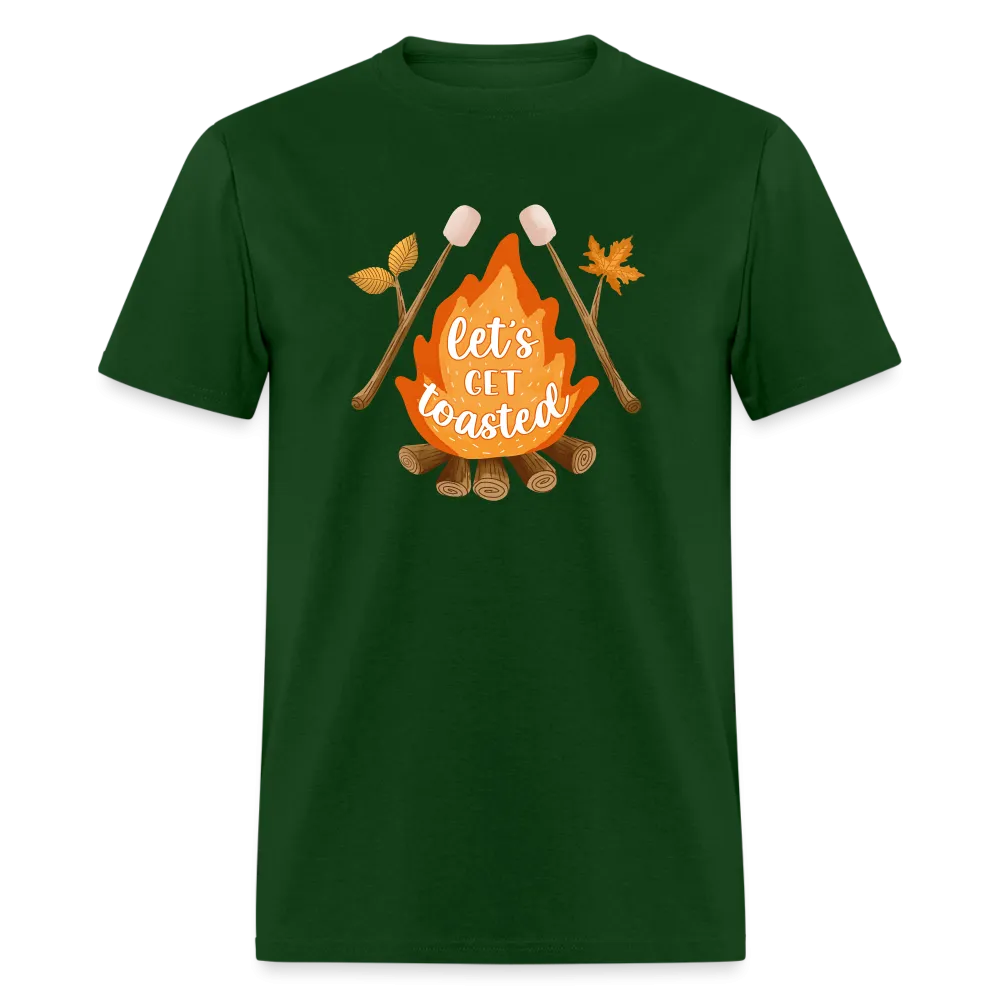 "S'moreLaughs: 'Let's Get Toasted' Tee Featuring Campfire and Marshmallow Fun"
