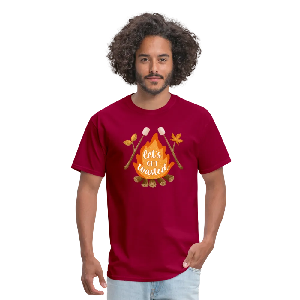"S'moreLaughs: 'Let's Get Toasted' Tee Featuring Campfire and Marshmallow Fun"