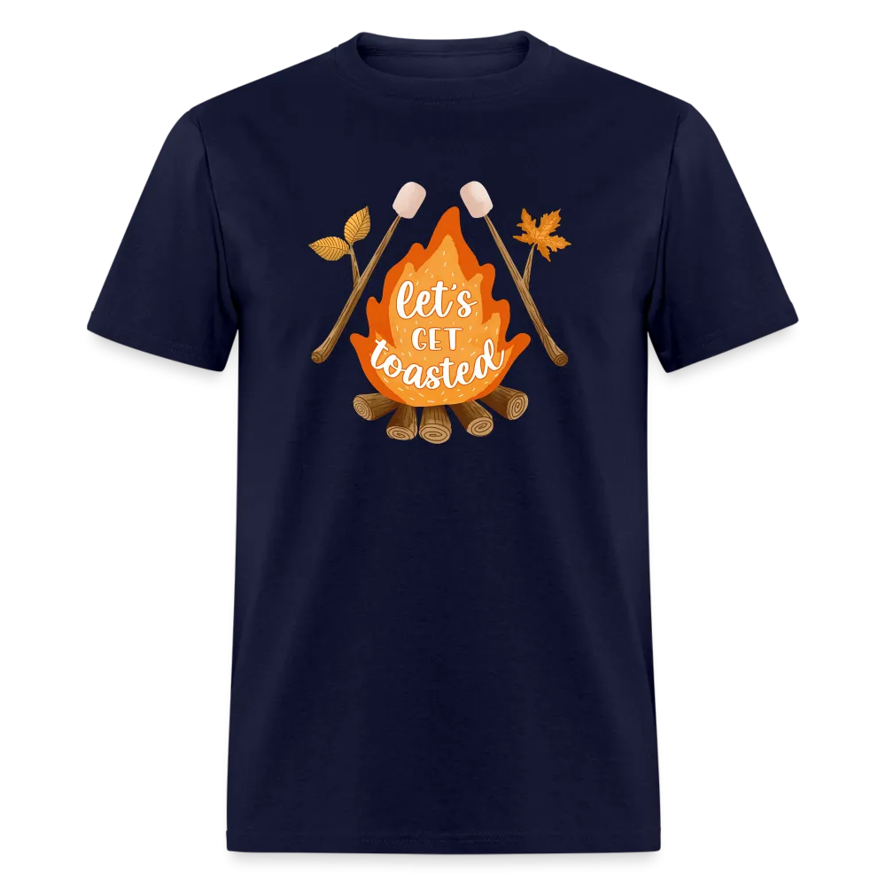 "S'moreLaughs: 'Let's Get Toasted' Tee Featuring Campfire and Marshmallow Fun"