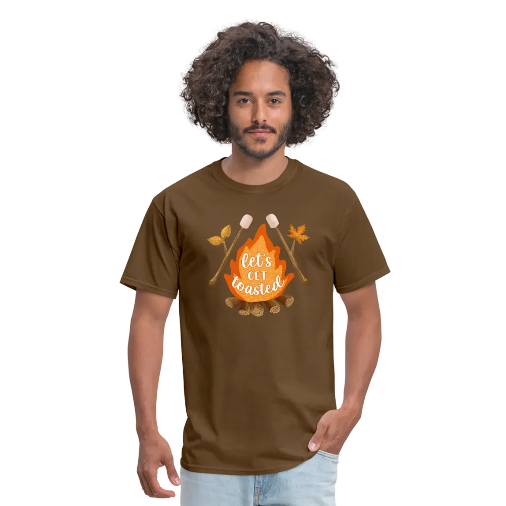 "S'moreLaughs: 'Let's Get Toasted' Tee Featuring Campfire and Marshmallow Fun"