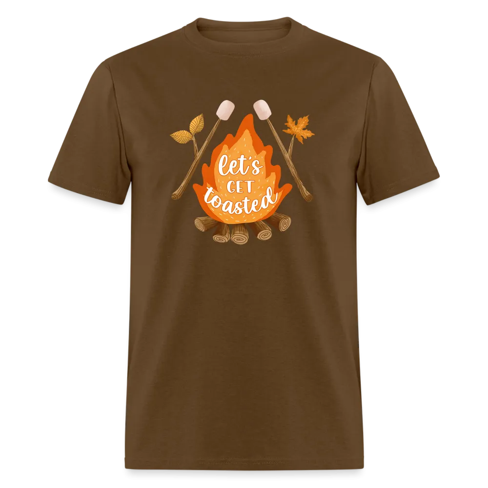 "S'moreLaughs: 'Let's Get Toasted' Tee Featuring Campfire and Marshmallow Fun"