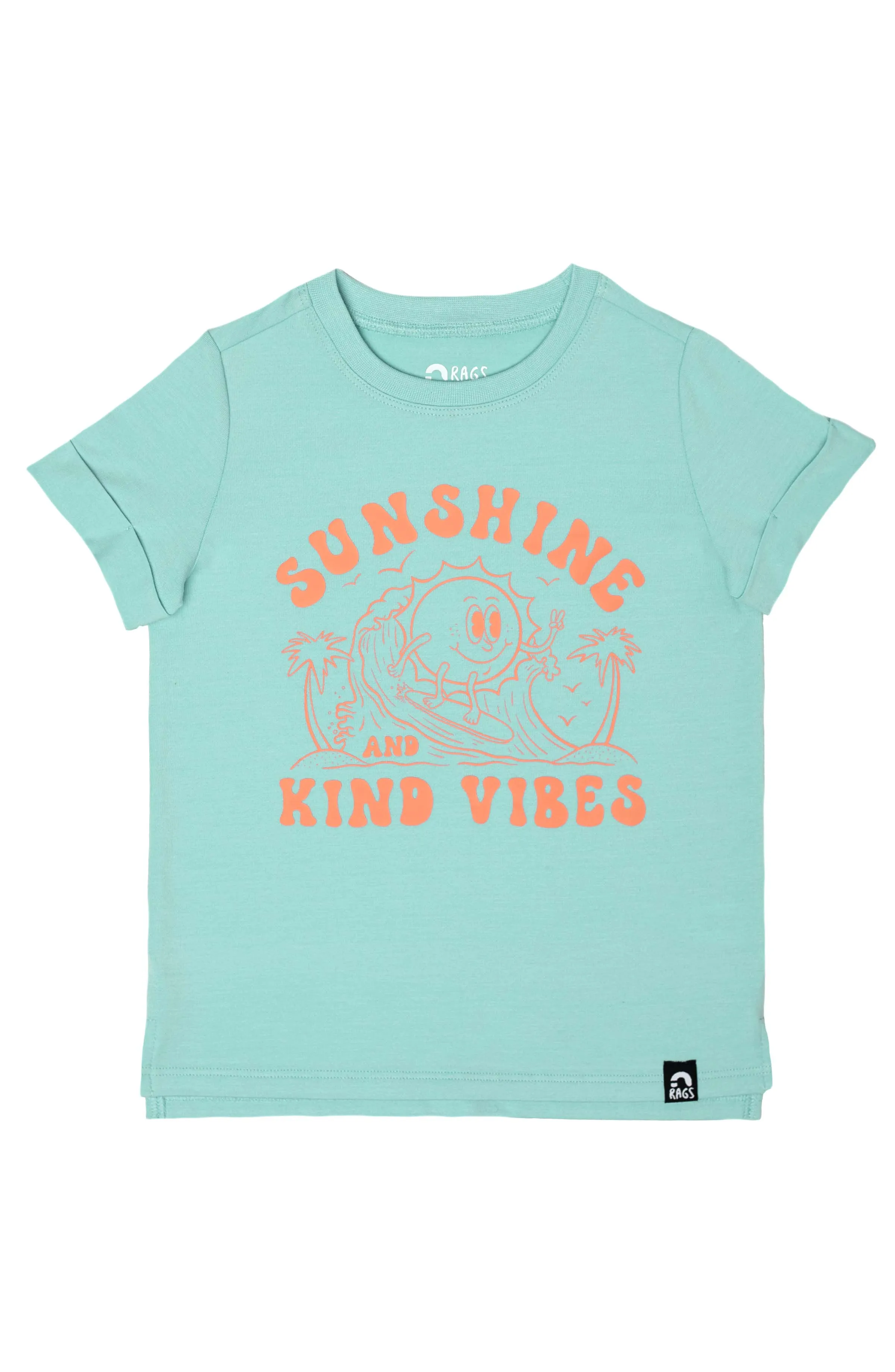 RAGS Short Rolled Sleeve Kids Tee - Sunshine & Kind Vibes