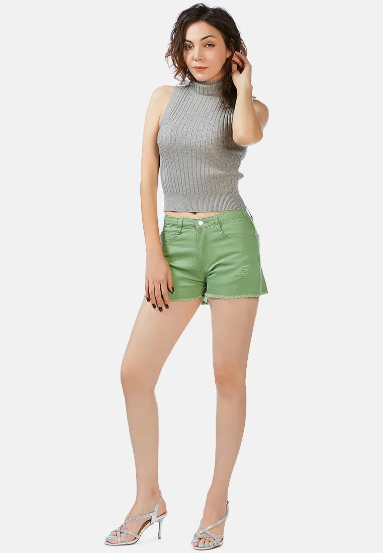Raw Hem Denim Shorts By Ruw