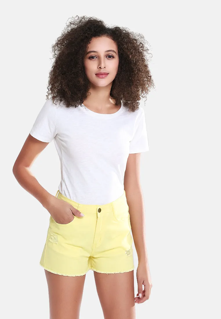 Raw Hem Denim Shorts By Ruw