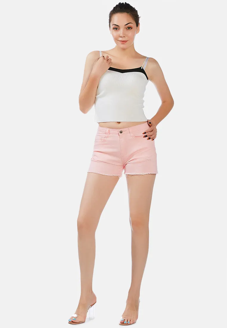 Raw Hem Denim Shorts By Ruw