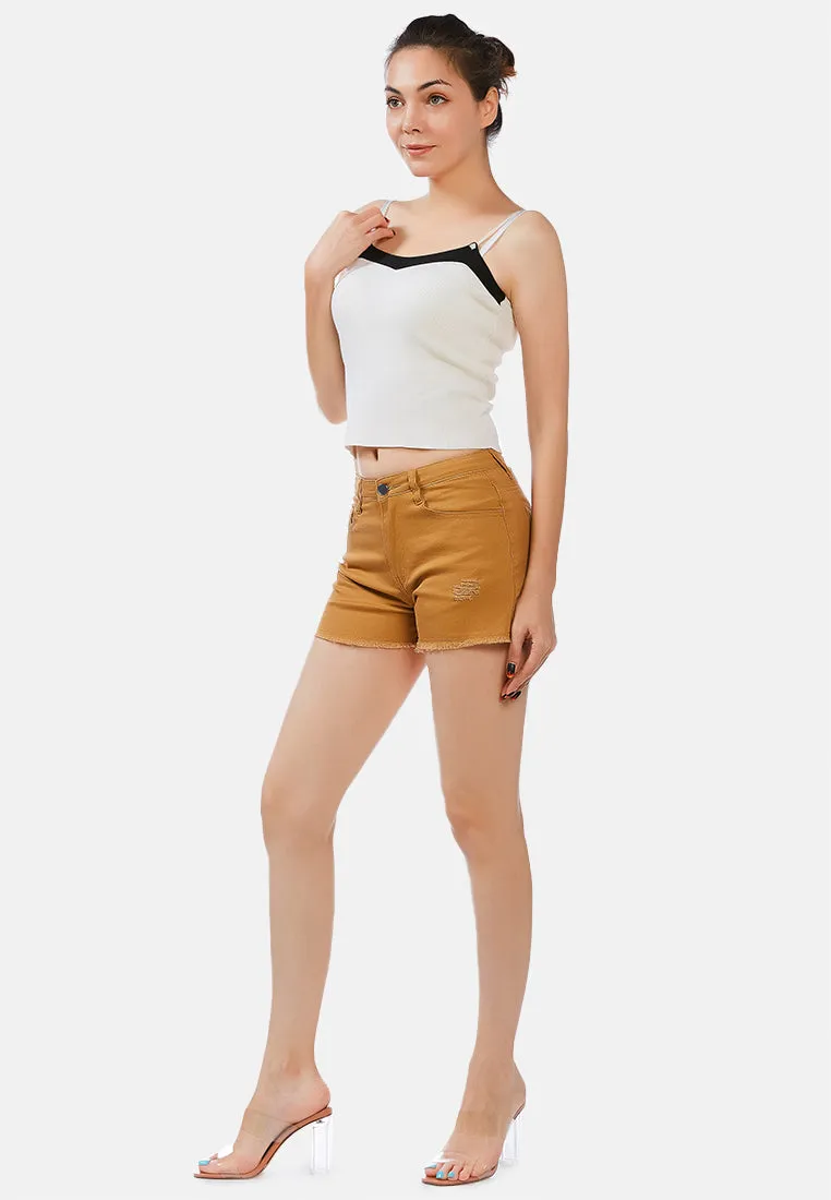 Raw Hem Denim Shorts By Ruw