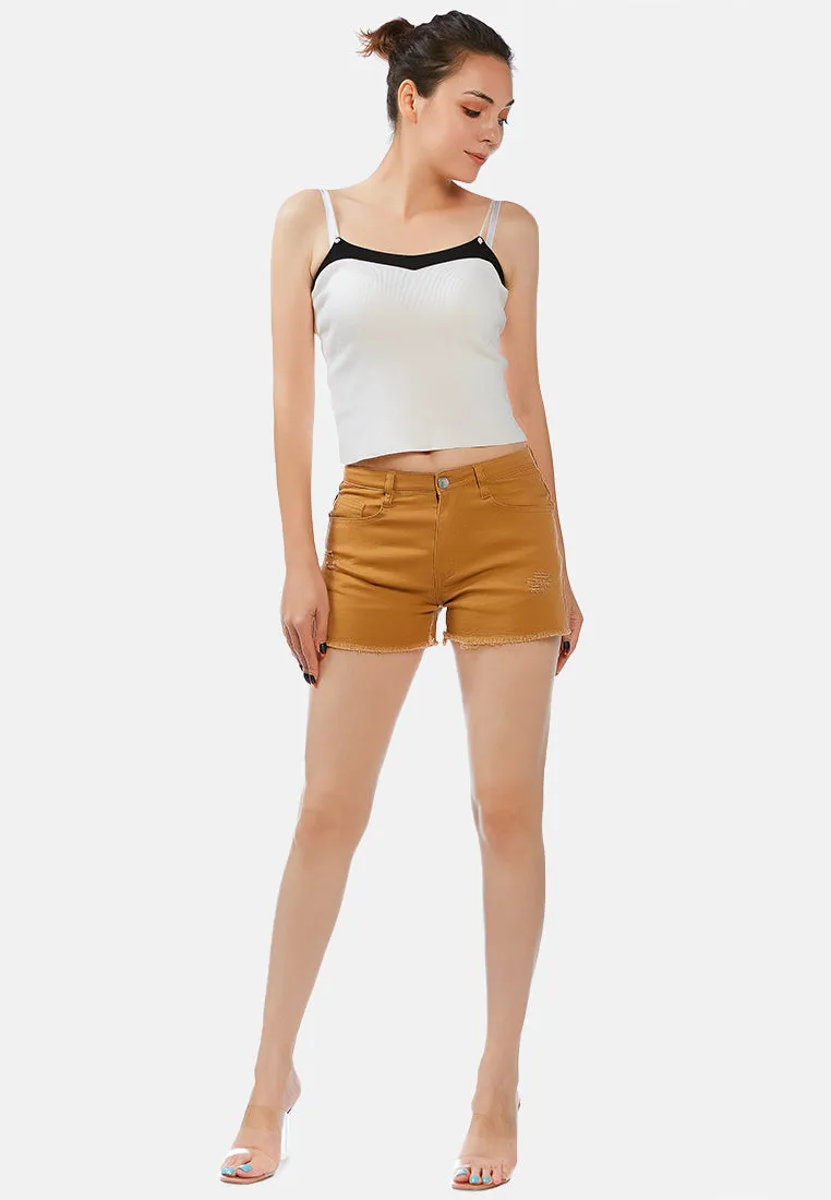 Raw Hem Denim Shorts By Ruw
