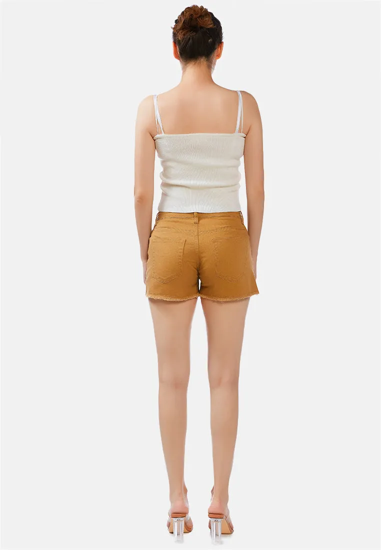 Raw Hem Denim Shorts By Ruw