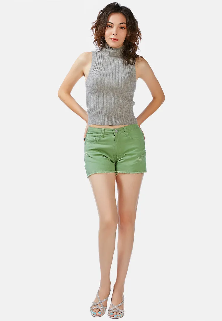 Raw Hem Denim Shorts By Ruw
