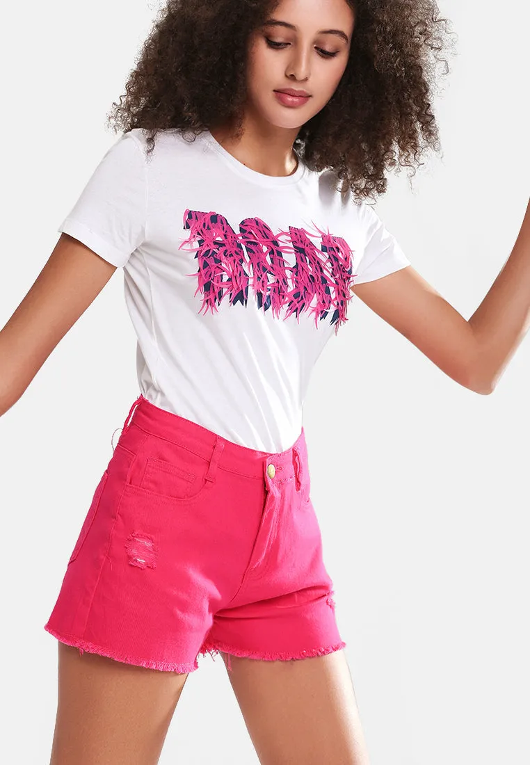 Raw Hem Denim Shorts By Ruw
