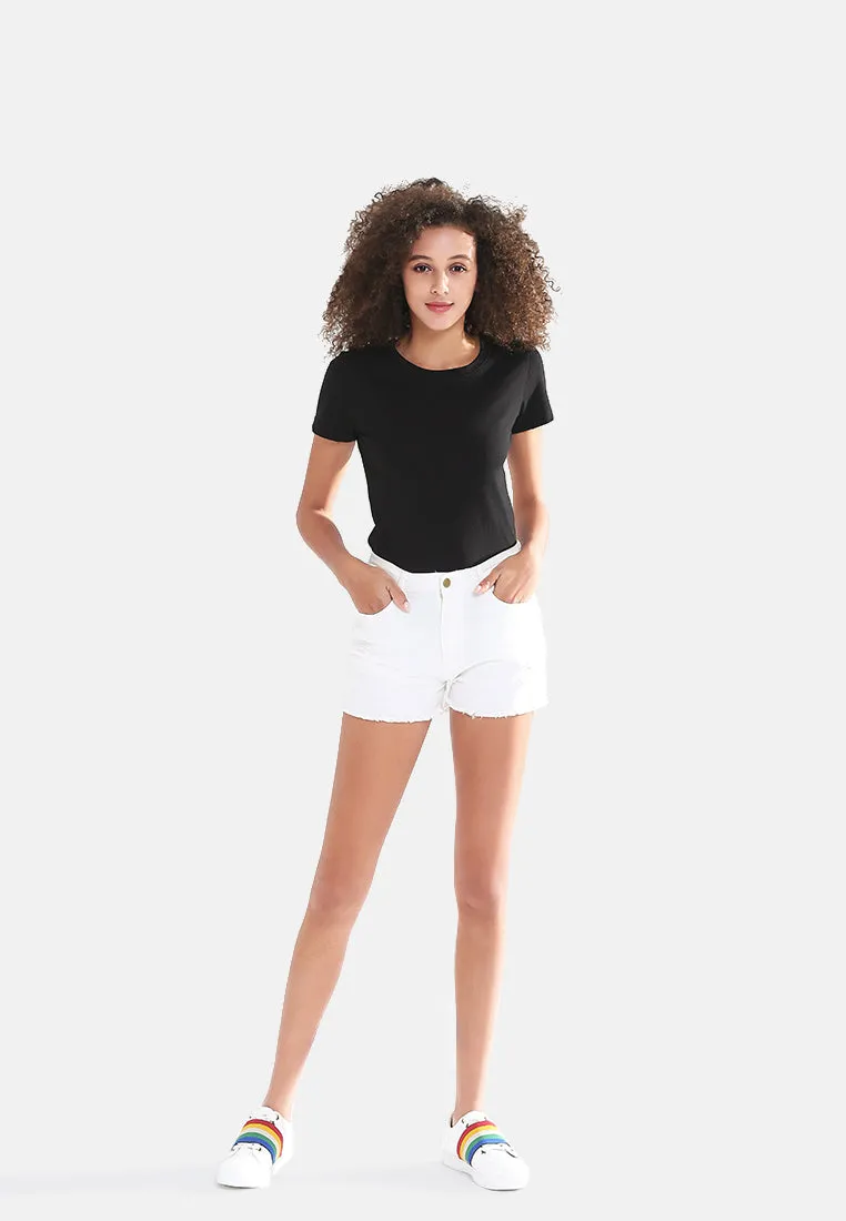 Raw Hem Denim Shorts By Ruw