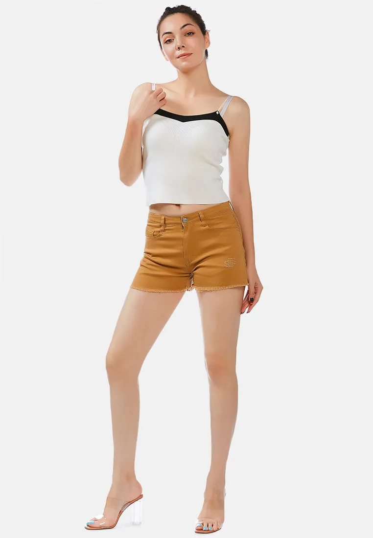 Raw Hem Denim Shorts By Ruw