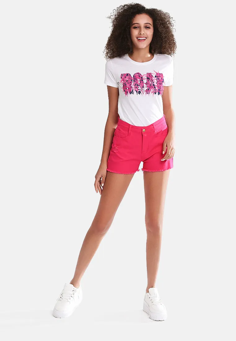 Raw Hem Denim Shorts By Ruw