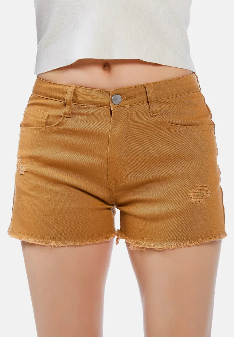 Raw Hem Denim Shorts By Ruw