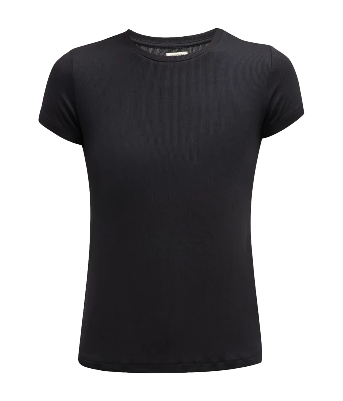Ressi Ribbed Crew Neck Short Sleeve Tee in Black