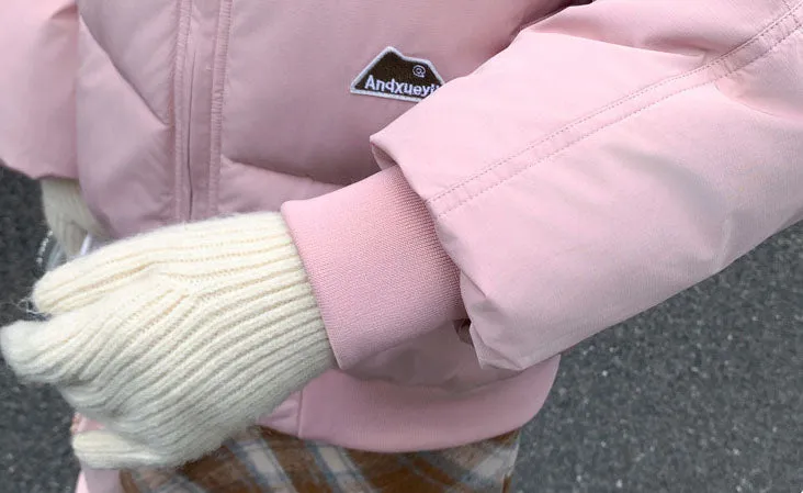 Retro Solid Women's Puffer Jacket with Stand Collar - Perfect for Cold Weather