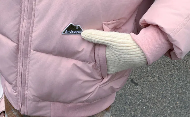 Retro Solid Women's Puffer Jacket with Stand Collar - Perfect for Cold Weather