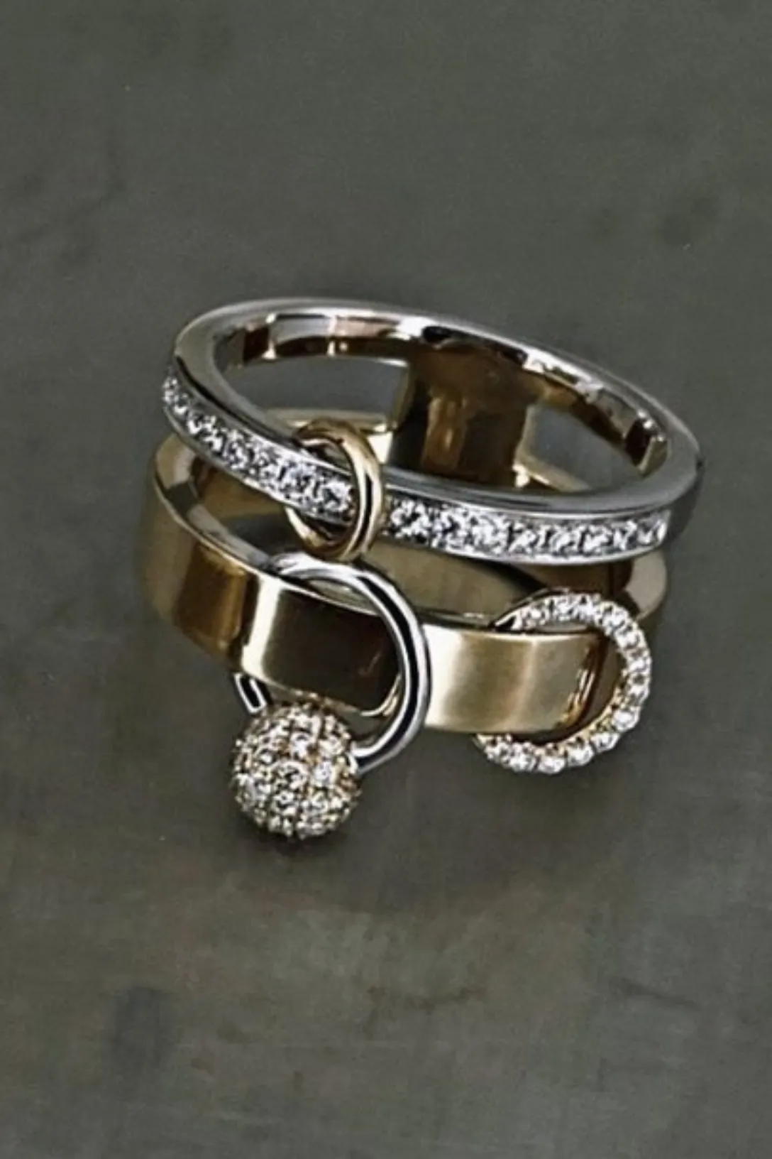 Ring Double Piercing | Yellow Gold & Diamonds