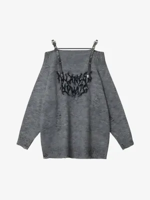 RIPPED OFF-SHOULDER SWEATER