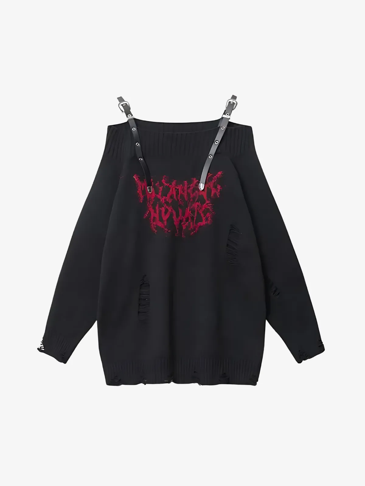 RIPPED OFF-SHOULDER SWEATER