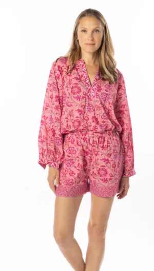 Robi Shorts in Bubblegum Block Print