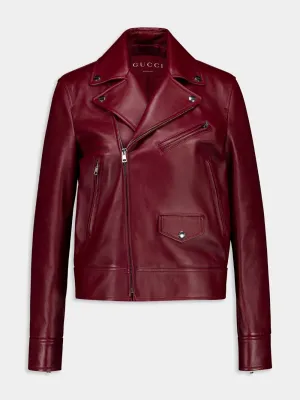 Rosso Ancora Red Leather Biker Jacket