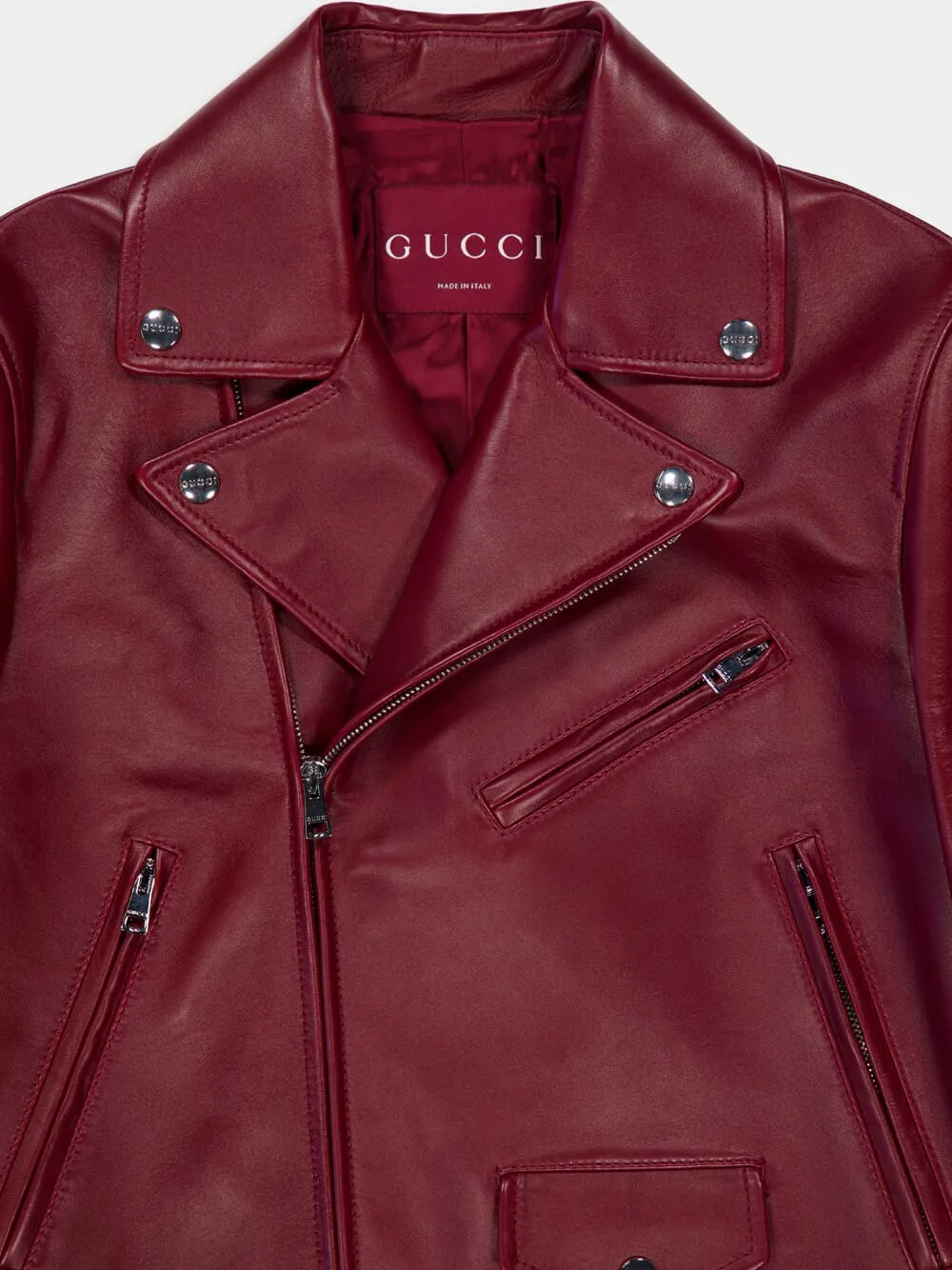 Rosso Ancora Red Leather Biker Jacket