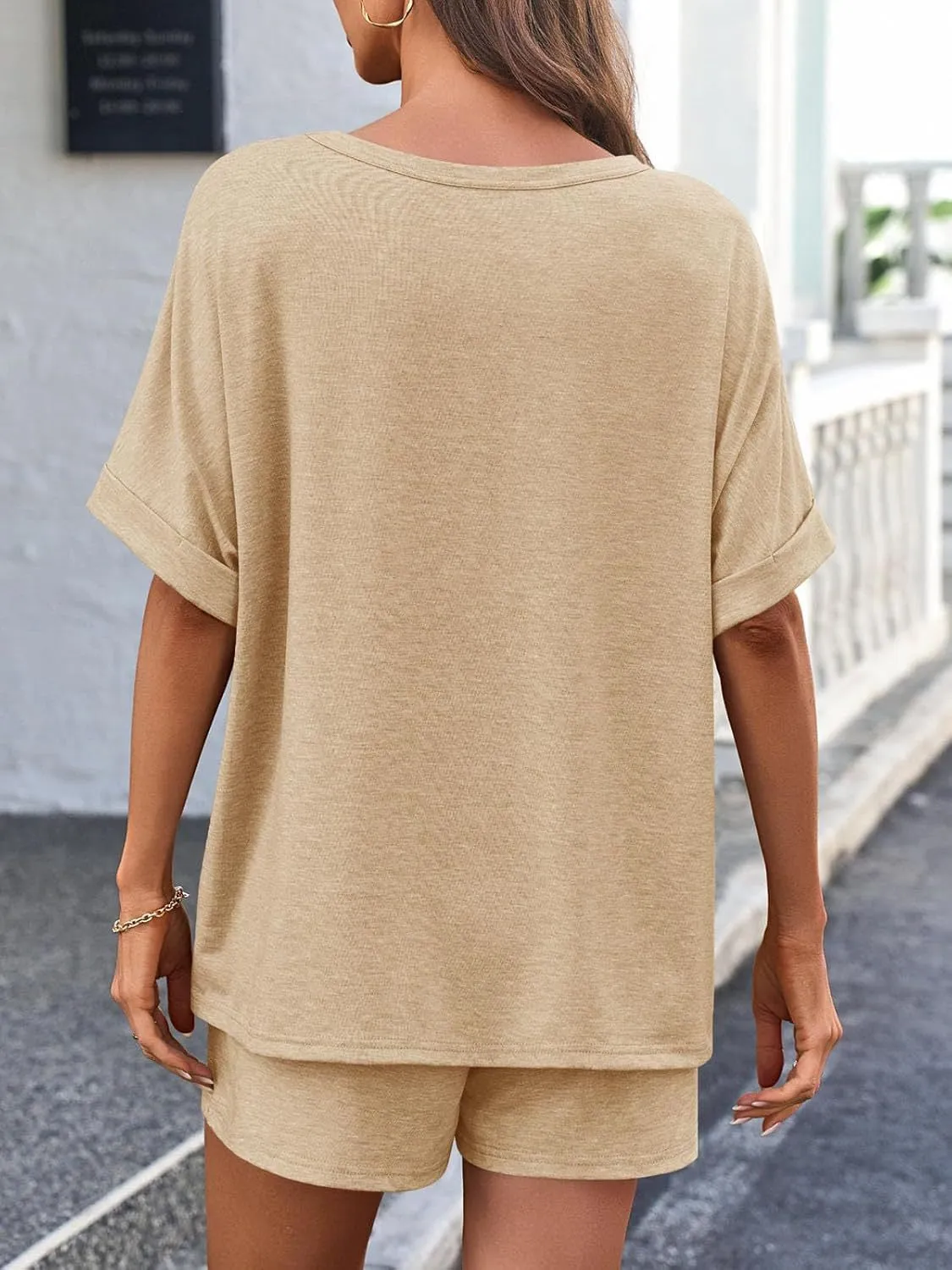 Round Neck T-Shirt and Drawstring Shorts Set. Variety Of Colors.