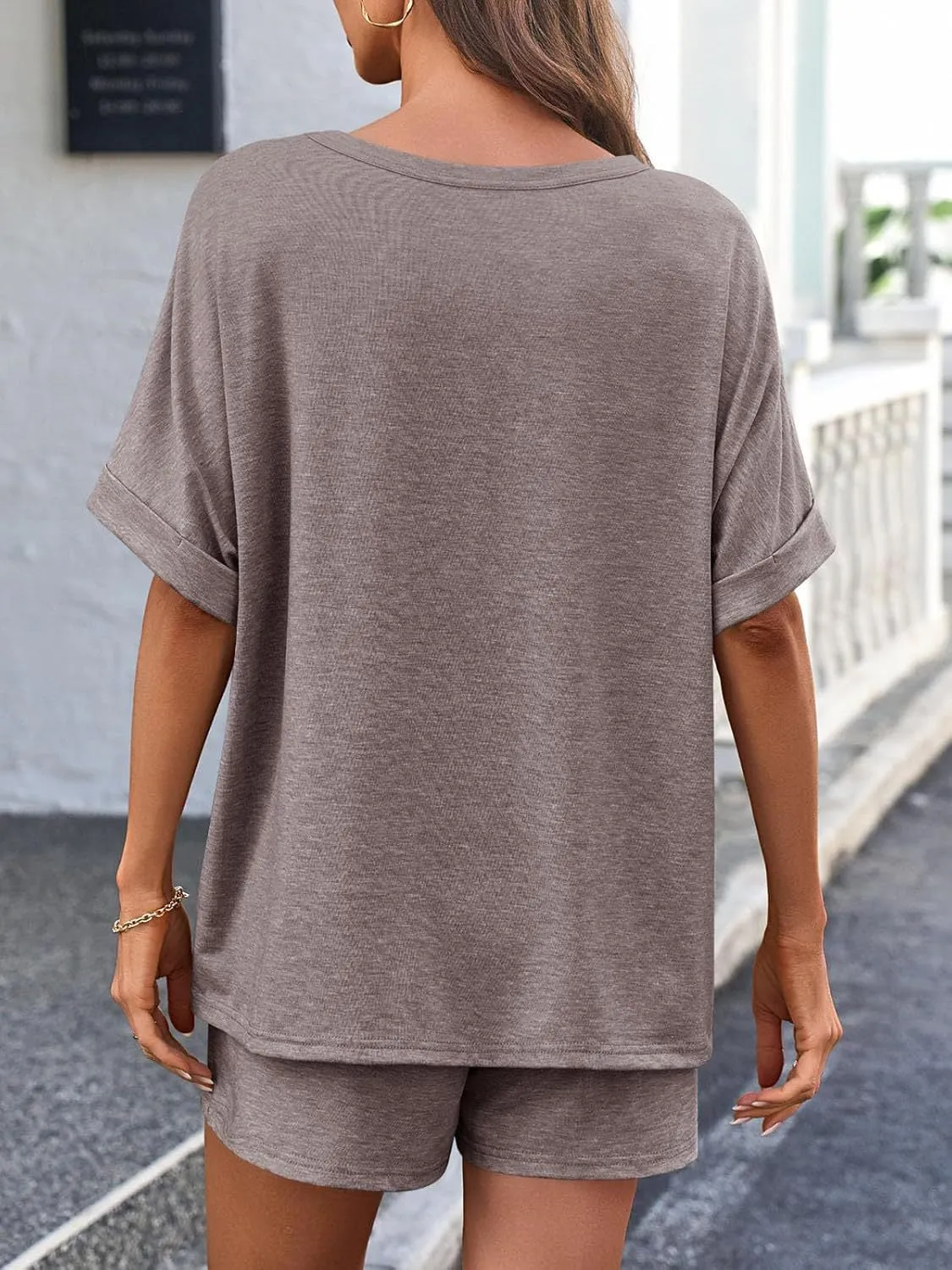 Round Neck T-Shirt and Drawstring Shorts Set. Variety Of Colors.
