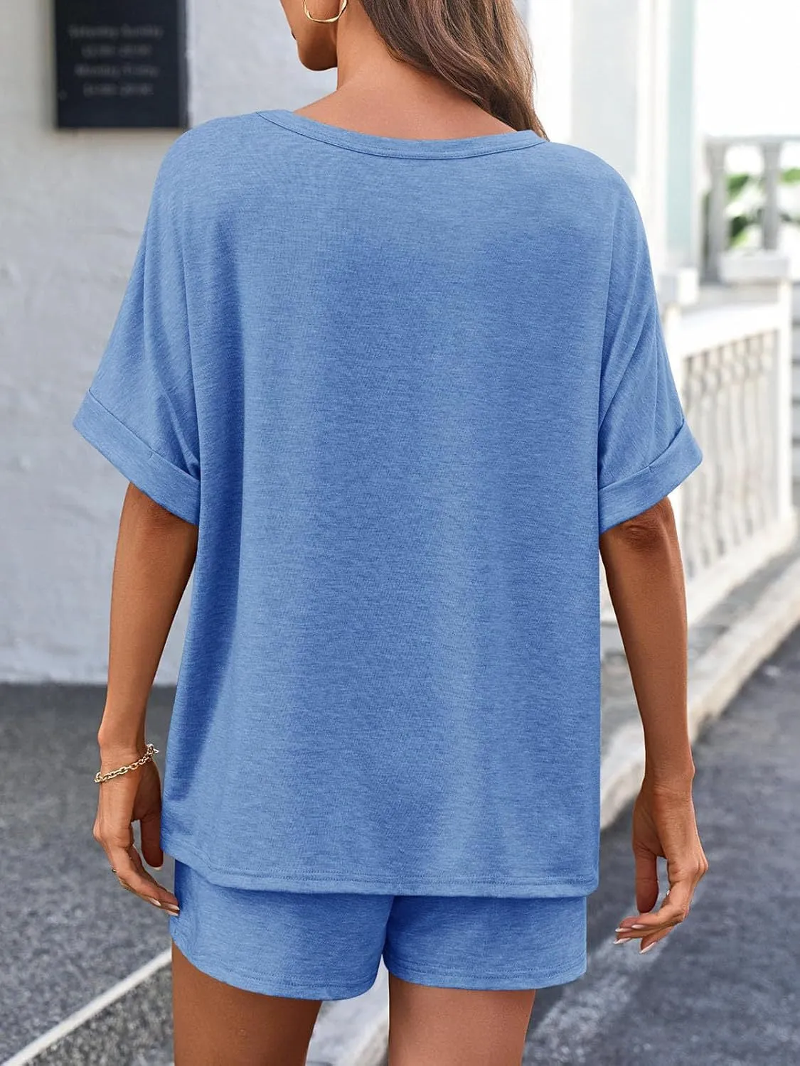 Round Neck T-Shirt and Drawstring Shorts Set. Variety Of Colors.