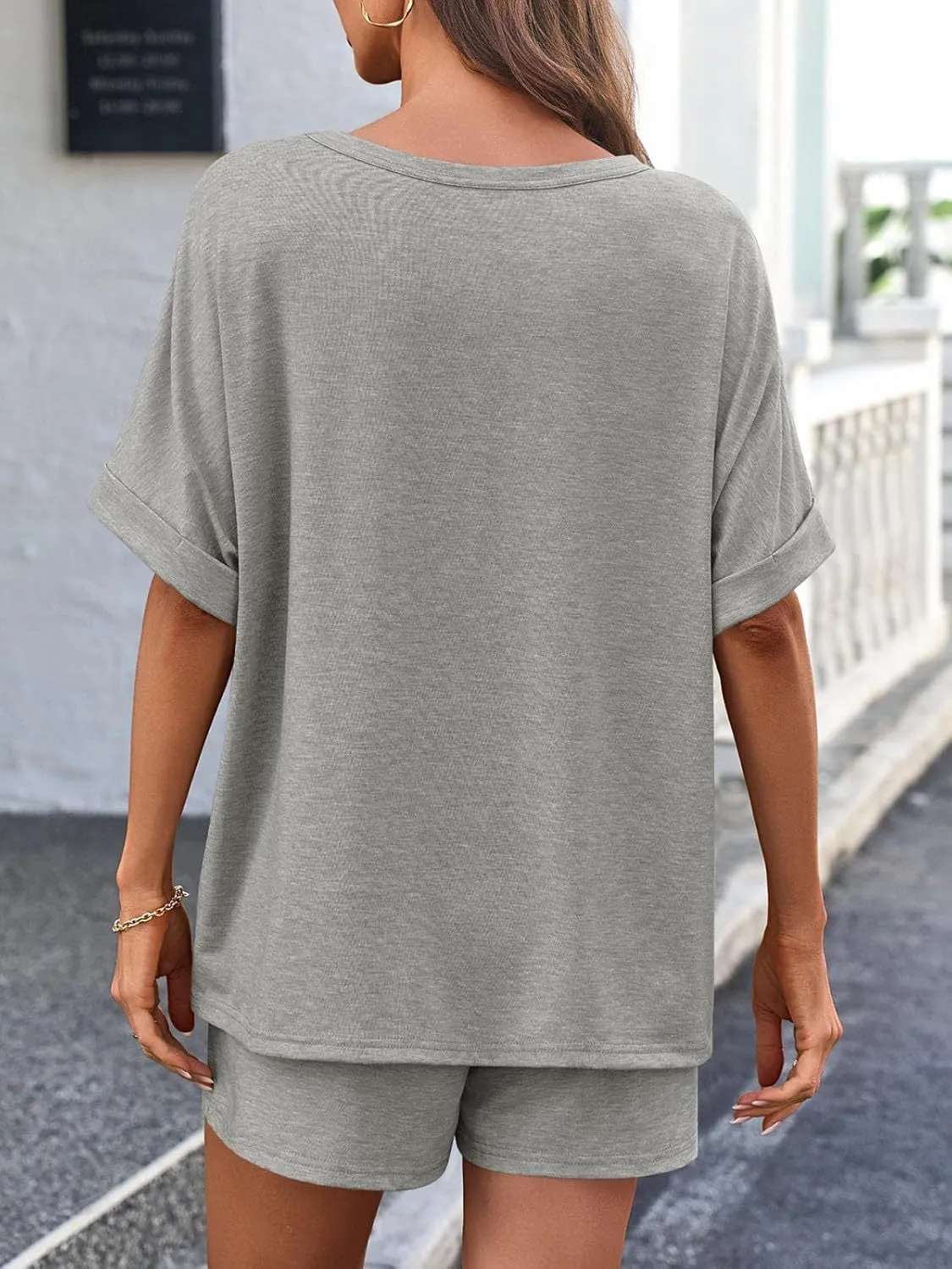 Round Neck T-Shirt and Drawstring Shorts Set. Variety Of Colors.