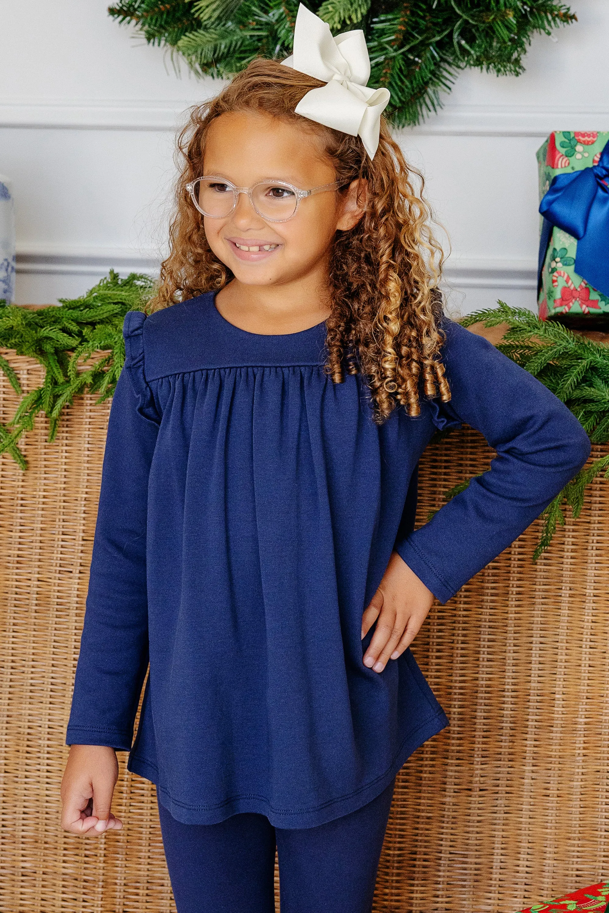 Ruby Mills Ruffle Top - Nantucket Navy