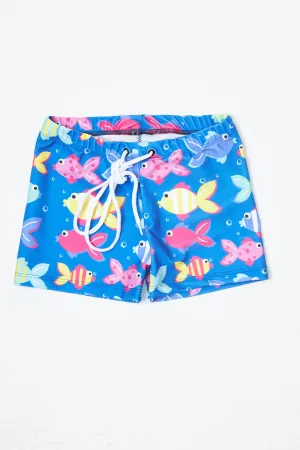 shorts en lycra pour garçon avec des poissons colorés